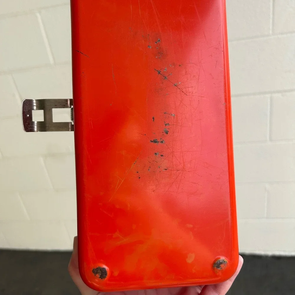 Vintage Bright Orange Union Steel Utility Box Tool Box Metal Tackle Box